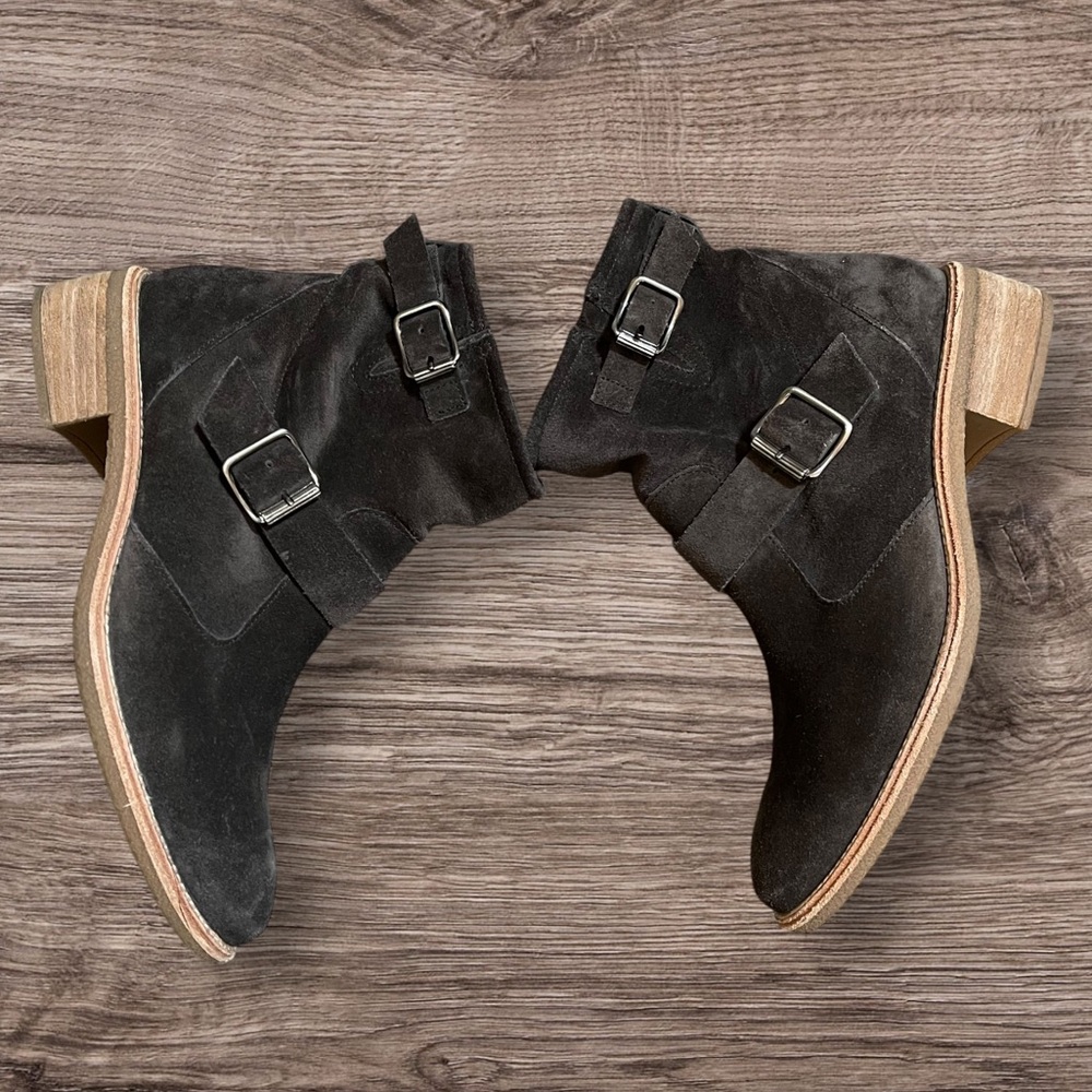 Paul Green Double Buckle Suede Ankle Boots Size 7